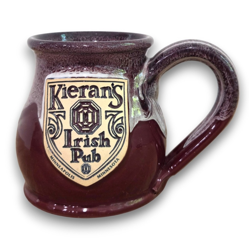 Deneen Pottery Hand Thrown Mug Maroon Red Drip Glaze Kierans Irish Pub